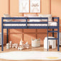 Solid Wooden, Rubber Wooden Twin Loft Bed with Ladder, Bed Platform of Strengthened Slats,