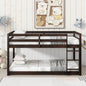 Solid Wooden, Solid Rubber Wooden Twin over Twin Floor Bunk Bed with Ladder, with Bed Platform of Strengthened Slats, White