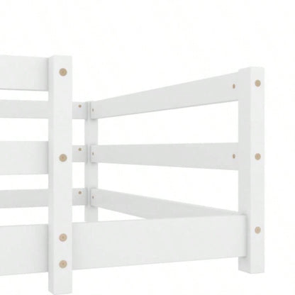 Twin Size Floor Bed, Montessori Floor Bed with Fence, Kids Montessori Bed Twin Size, Wood Montessori Floor Bed Kids, Girls, BoysWHITE