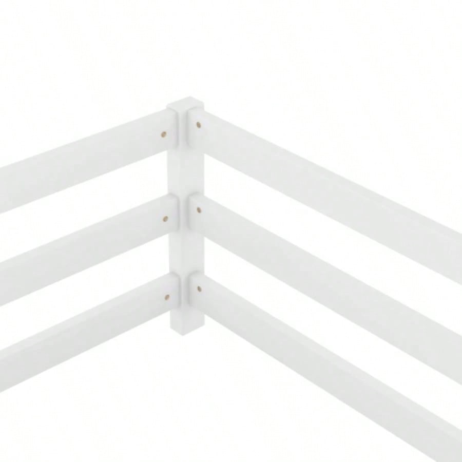 Twin Size Floor Bed, Montessori Floor Bed with Fence, Kids Montessori Bed Twin Size, Wood Montessori Floor Bed Kids, Girls, BoysWHITE