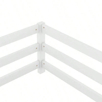 Twin Size Floor Bed, Montessori Floor Bed with Fence, Kids Montessori Bed Twin Size, Wood Montessori Floor Bed Kids, Girls, BoysWHITE