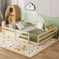 Twin Size Floor Bed, Montessori Floor Bed with Fence, Kids Montessori Bed Twin Size, Wood Montessori Floor Bed Kids, Girls, BoysWHITE
