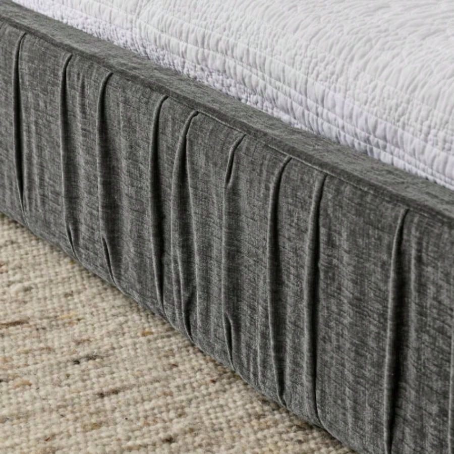 Size Upholstered Bed Frame with Chenille fabric with pleated design, Grounded Size Platform Bed with Headboard and Solid Frame. No Box Spring Needed - 886723.5