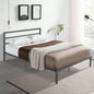 Size Metal Bed Frame with Headboard Charcoal