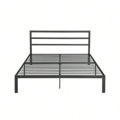Size Metal Bed Frame with Headboard Charcoal