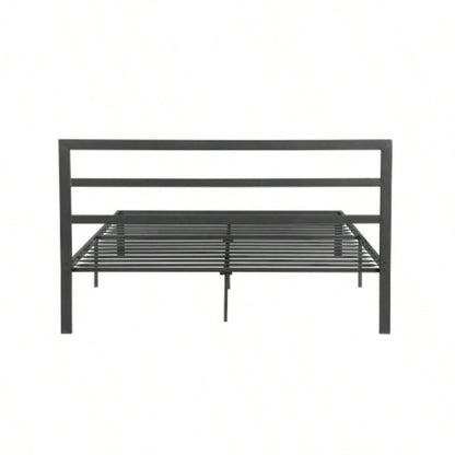 Size Metal Bed Frame with Headboard Charcoal