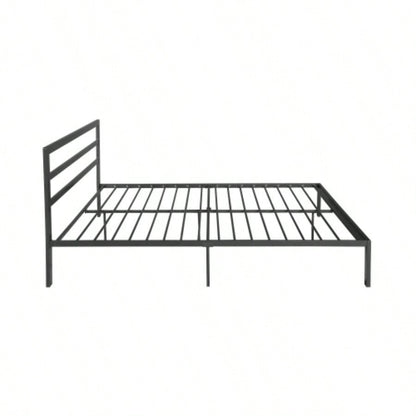 Size Metal Bed Frame with Headboard Charcoal