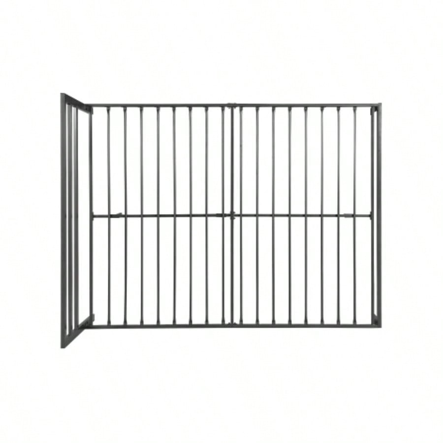 Size Metal Bed Frame with Headboard Charcoal