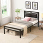 Size Metal Bed Frame with Headboard Charcoal