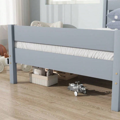 Twin Bed with Headboard and Footboard, Rubber Wood Bed,