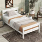 Twin Bed with Headboard and Footboard, Rubber Wood Bed,