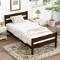 Twin Bed with Headboard and Footboard, Rubber Wood Bed,