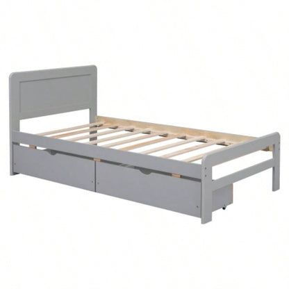 Modern Design Twin Size Platform Bed Frame with 2 Drawers Color