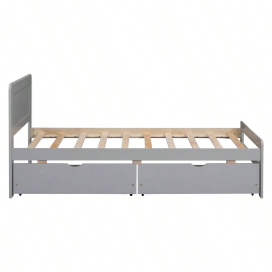Modern Design Twin Size Platform Bed Frame with 2 Drawers Color