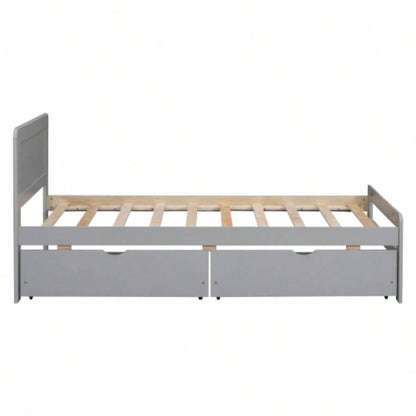 Modern Design Twin Size Platform Bed Frame with 2 Drawers Color