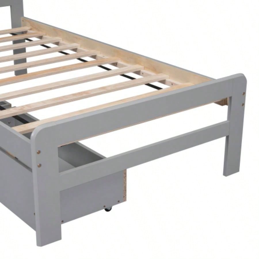 Modern Design Twin Size Platform Bed Frame with 2 Drawers Color