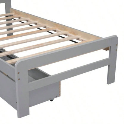 Modern Design Twin Size Platform Bed Frame with 2 Drawers Color