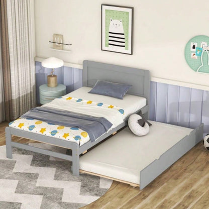 Modern Design Twin Size Platform Bed Frame with 2 Drawers Walnut Color