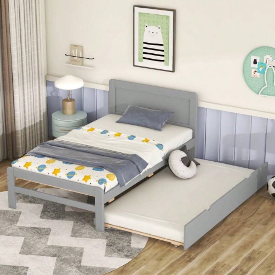Modern Design Twin Size Platform Bed Frame with 2 Drawers Color