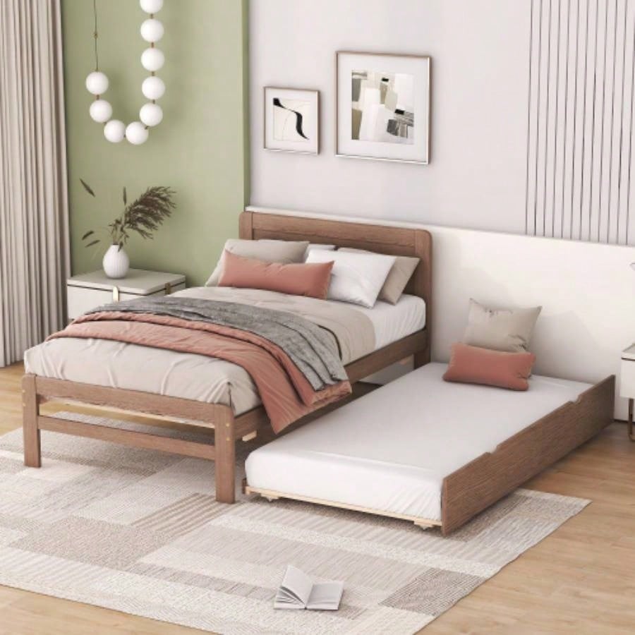 Modern Design Twin Size Platform Bed Frame with 2 Drawers Color