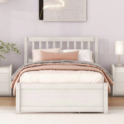 Modern Design Wooden Twin Size Platform Bed with 2 Drawers White Washed Color