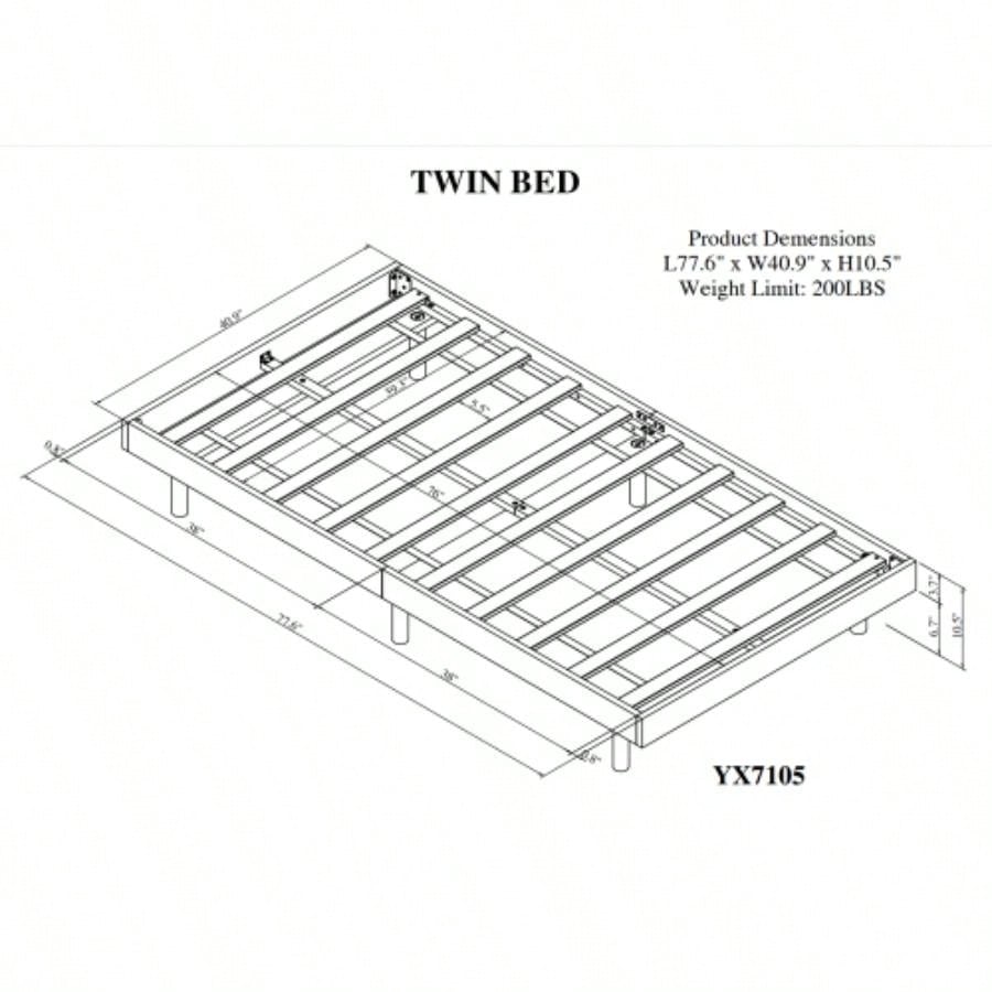 Modern Design Twin Size Floating Platform Bed Frame Color