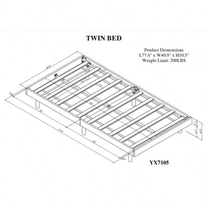 Modern Design Twin Size Floating Platform Bed Frame Color