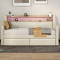 Twin Size Daybed with Trundle, Upholstered Daybed with Charging Station and LED Lights, Beige Expect arrive date: May 20th.
