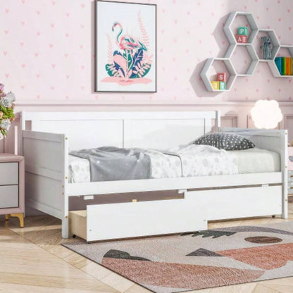 Twin Size Pine Wood Daybed with two Storage Drawers, WhiteOLD SKU: W50426285