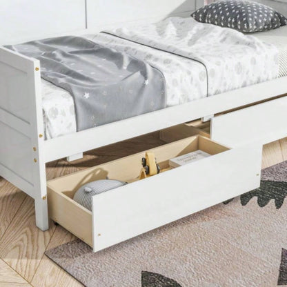 Twin Size Pine Wood Daybed with two Storage Drawers, WhiteOLD SKU: W50426285