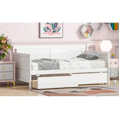 Twin Size Pine Wood Daybed with two Storage Drawers, WhiteOLD SKU: W50426285