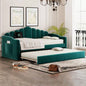 Twin size Upholstered Daybed with Trundle, Velvet Sofabed with USB Charging Ports, No Box - spring Needed, Beige