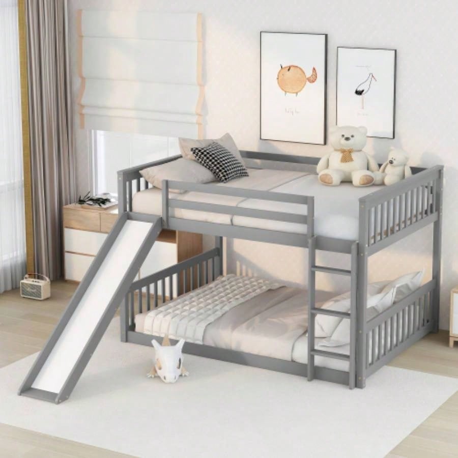 Full over Full Bunk Bed with Slide and Ladder in Color