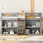 Twin Size Kid Low Loft Bed With Two - Tier Shelves And LED Light White Color