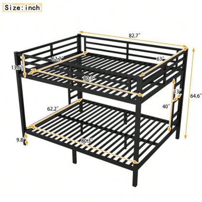 Metal over Bunk Bed Teens and Adults, Space - Saving/Noise Reduced/No Box Spring Needed, Black
