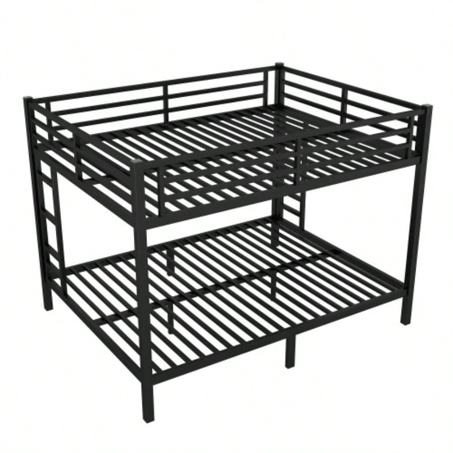 Metal over Bunk Bed Teens and Adults, Space - Saving/Noise Reduced/No Box Spring Needed, Black