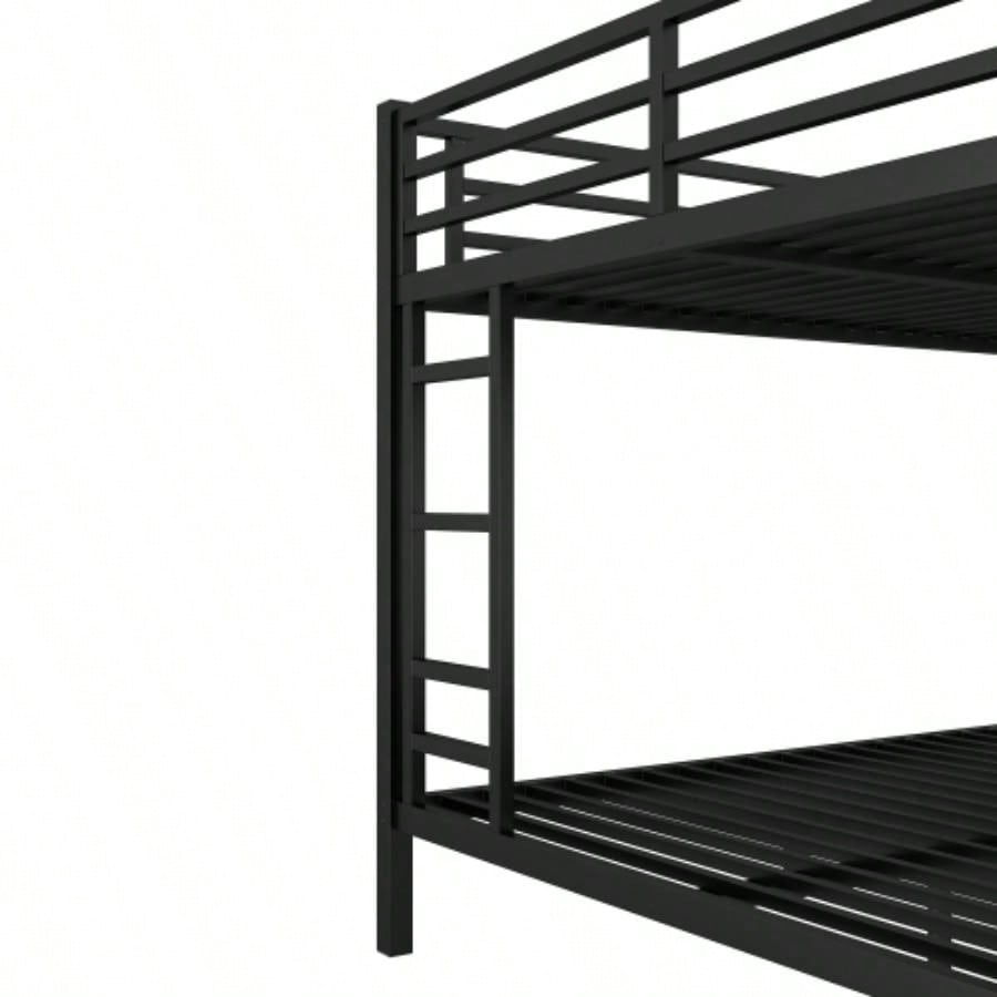 Metal over Bunk Bed Teens and Adults, Space - Saving/Noise Reduced/No Box Spring Needed, Black