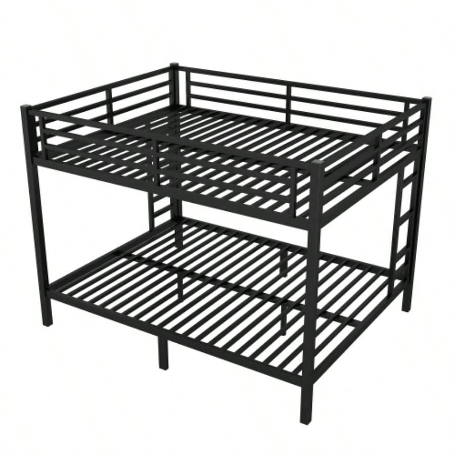 Metal over Bunk Bed Teens and Adults, Space - Saving/Noise Reduced/No Box Spring Needed, Black