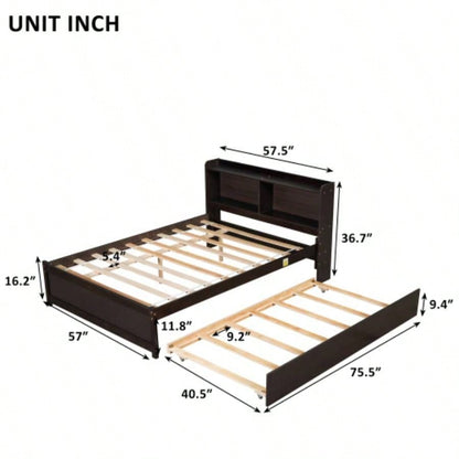 Full Bed with Trundle, Bookcase, Espresso