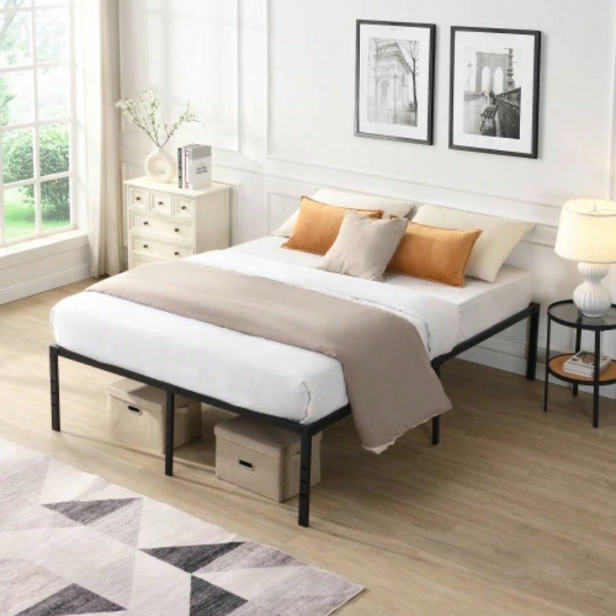 Twin Size Bed Frame, Heavy Duty Metal Bed Frame, Quick Easy Assembly, No Noise, BlackTWIN
