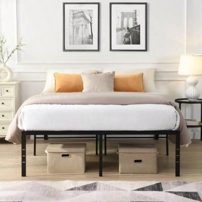 Twin Size Bed Frame, Heavy Duty Metal Bed Frame, Quick Easy Assembly, No Noise, BlackTWIN