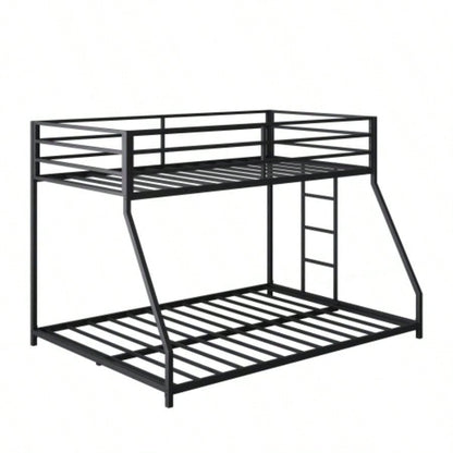 Metal Bunk Bed Twin Over Full Size with Removable Stairs, Heavy Duty Sturdy Frame Teen Adults, Teens, No Box Spring Needed, Black