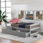 Twin size platform bed, with two drawers, white