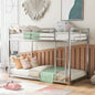 Twin over Twin Metal Bunk Bed, Low Bunk Bed with Ladder, BlackOLD SKU: WF282465AAB