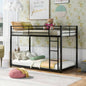 Twin over Twin Metal Bunk Bed, Low Bunk Bed with Ladder, BlackOLD SKU: WF282465AAB