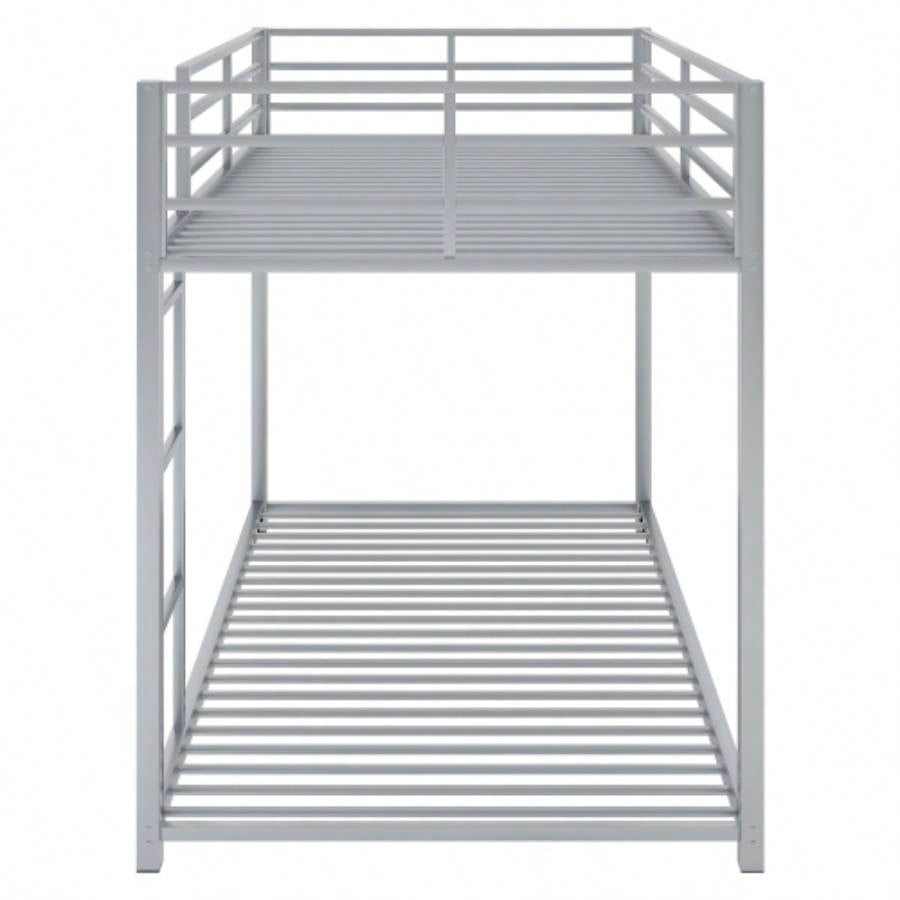 Twin over Twin Metal Bunk Bed, Low Bunk Bed with Ladder, SilverOLD SKU: WF282465AAN