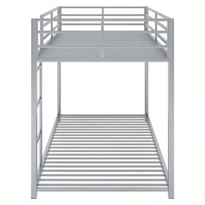 Twin over Twin Metal Bunk Bed, Low Bunk Bed with Ladder, SilverOLD SKU: WF282465AAN