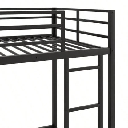 Twin over Twin Metal Bunk Bed, Low Bunk Bed with Ladder, BlackOLD SKU: WF282465AAB
