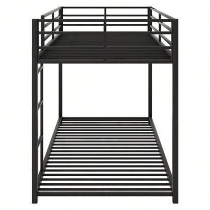 Twin over Twin Metal Bunk Bed, Low Bunk Bed with Ladder, BlackOLD SKU: WF282465AAB