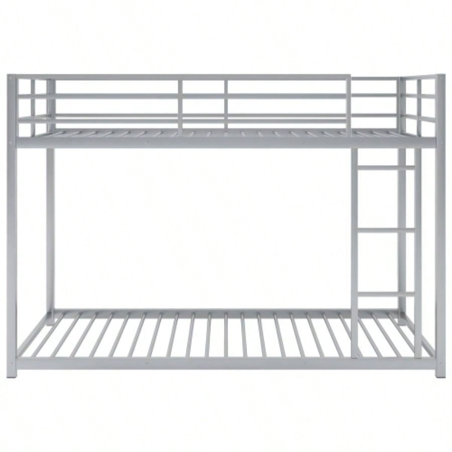 Twin over Twin Metal Bunk Bed, Low Bunk Bed with Ladder, SilverOLD SKU: WF282465AAN